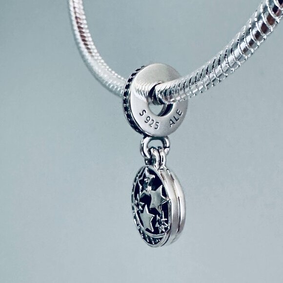 Pandora Moon & Blue Sky Dangle Charm / Pandora Charms / Pandora Bracelet - Picture 3 of 7